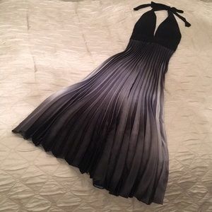 CACHE Pleated Ombre Halter Neck Maxi Dress
